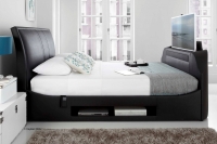 Kaydian Maximus TV Bed & Soundbar in Black Leather