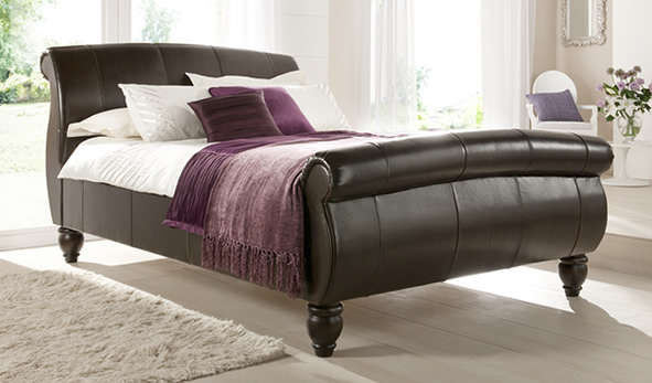 Brown leather bed