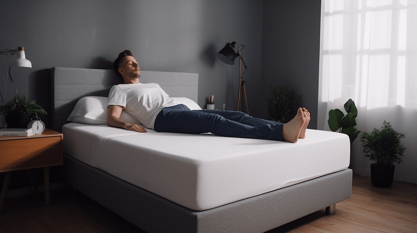 a man sleeping on a memory foam mattress