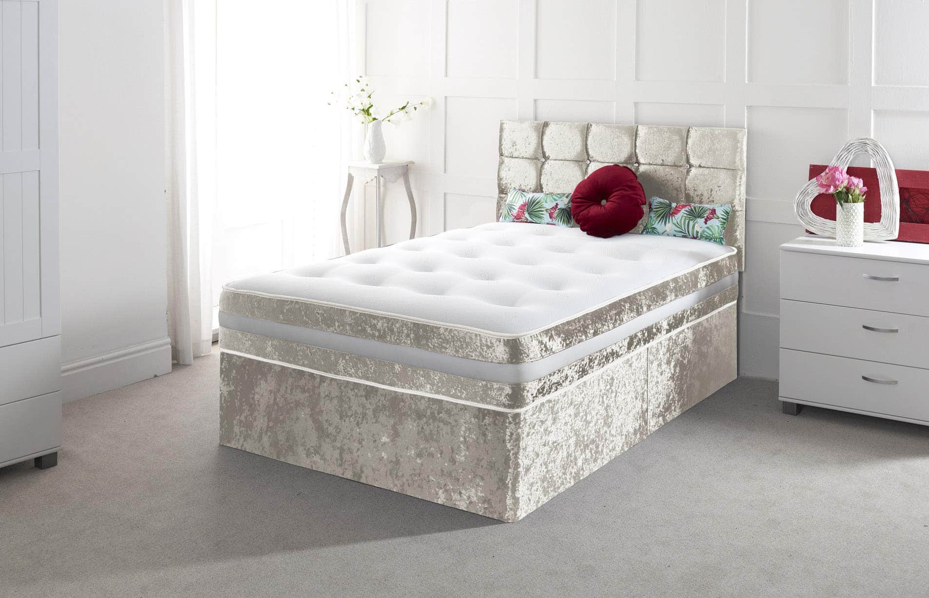 Comfy Deluxe LTD 3FT Single Crushed Velvet Divan Bed