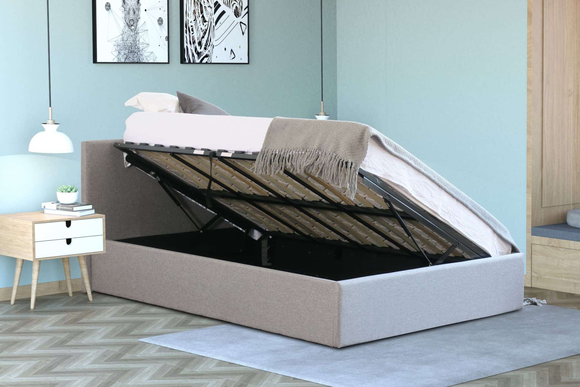 Home Treats Side Lift Ottoman Bed King Size