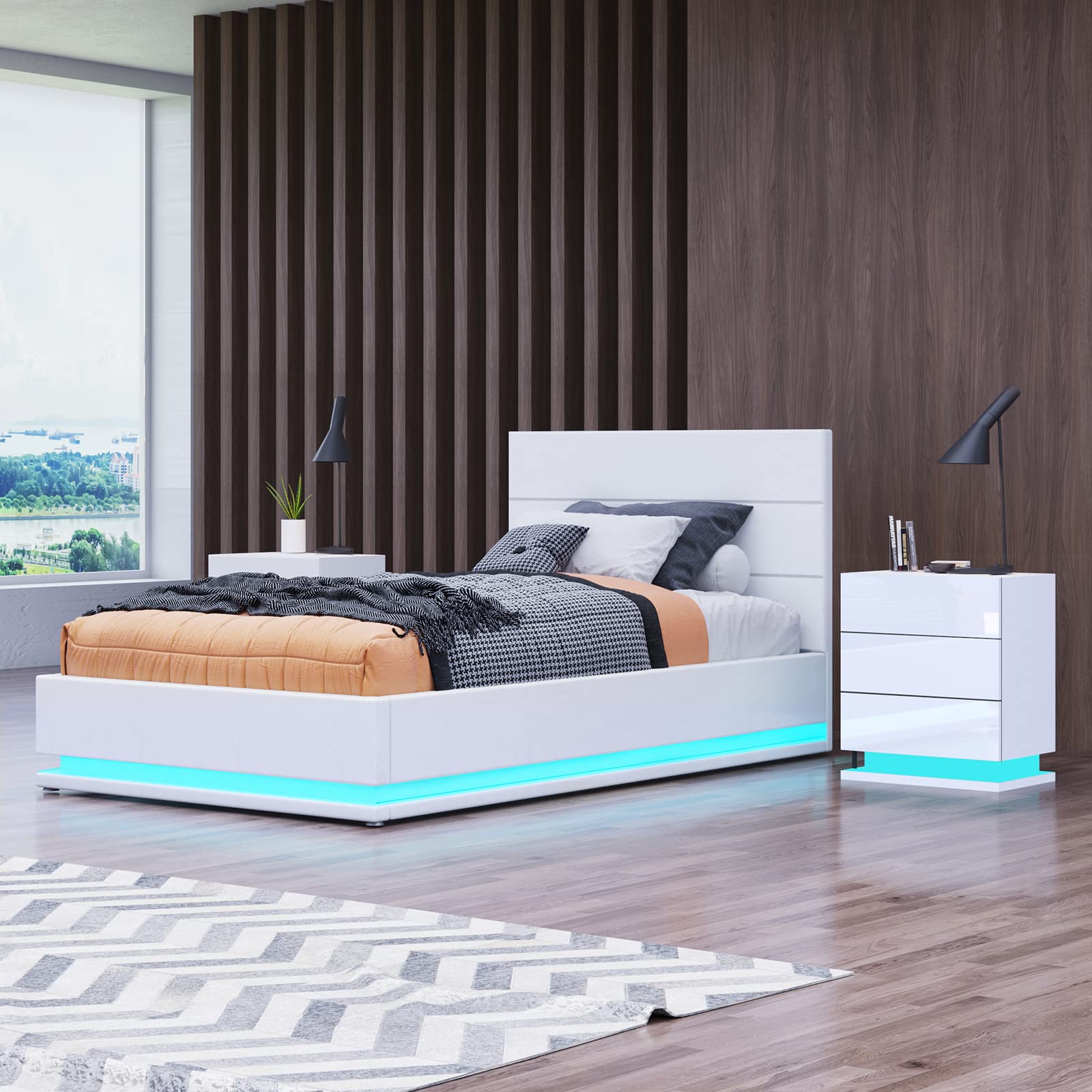 BESTWANTED Gas Lift Ottoman Storage Bed