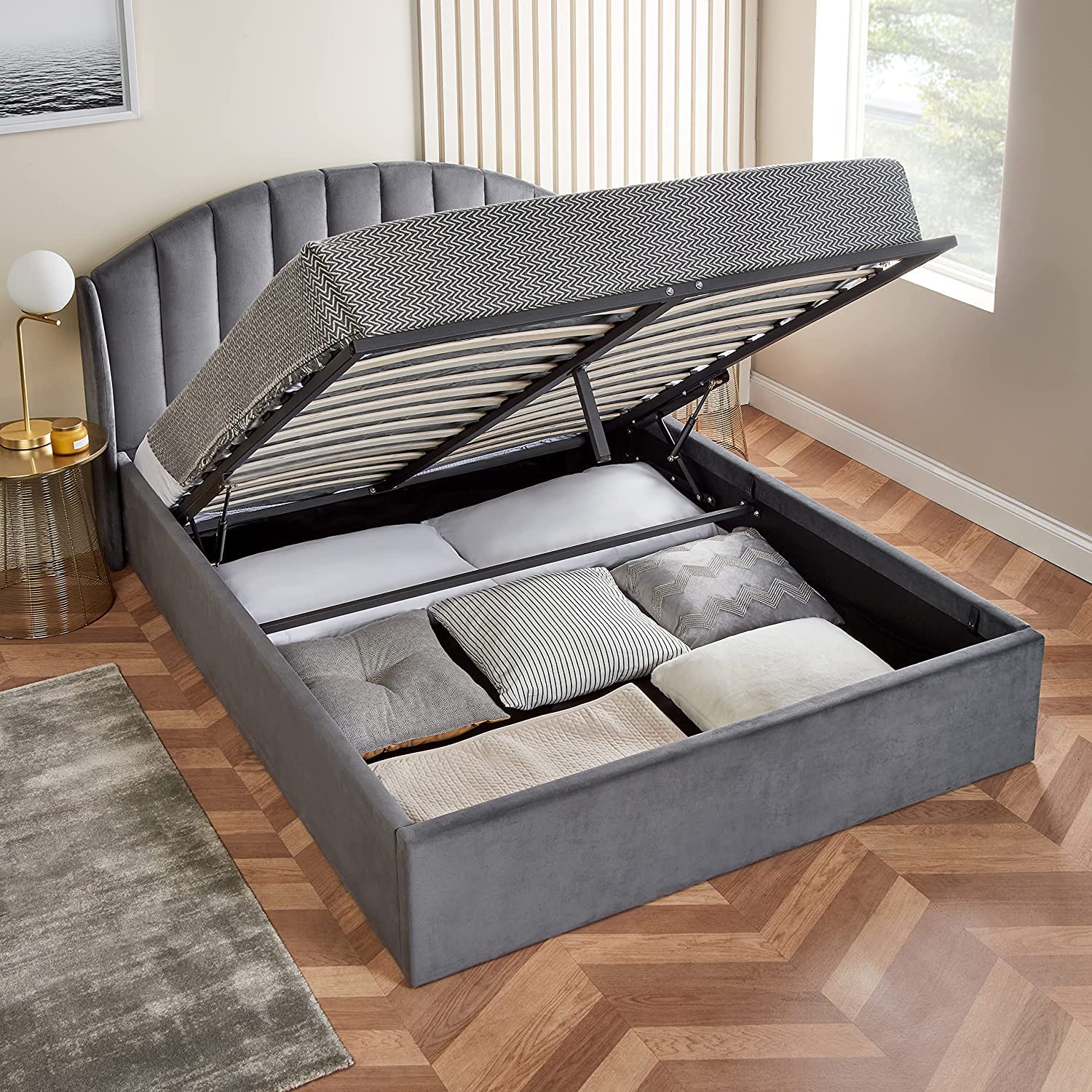 Home Treats Grey King Size Bed Frame