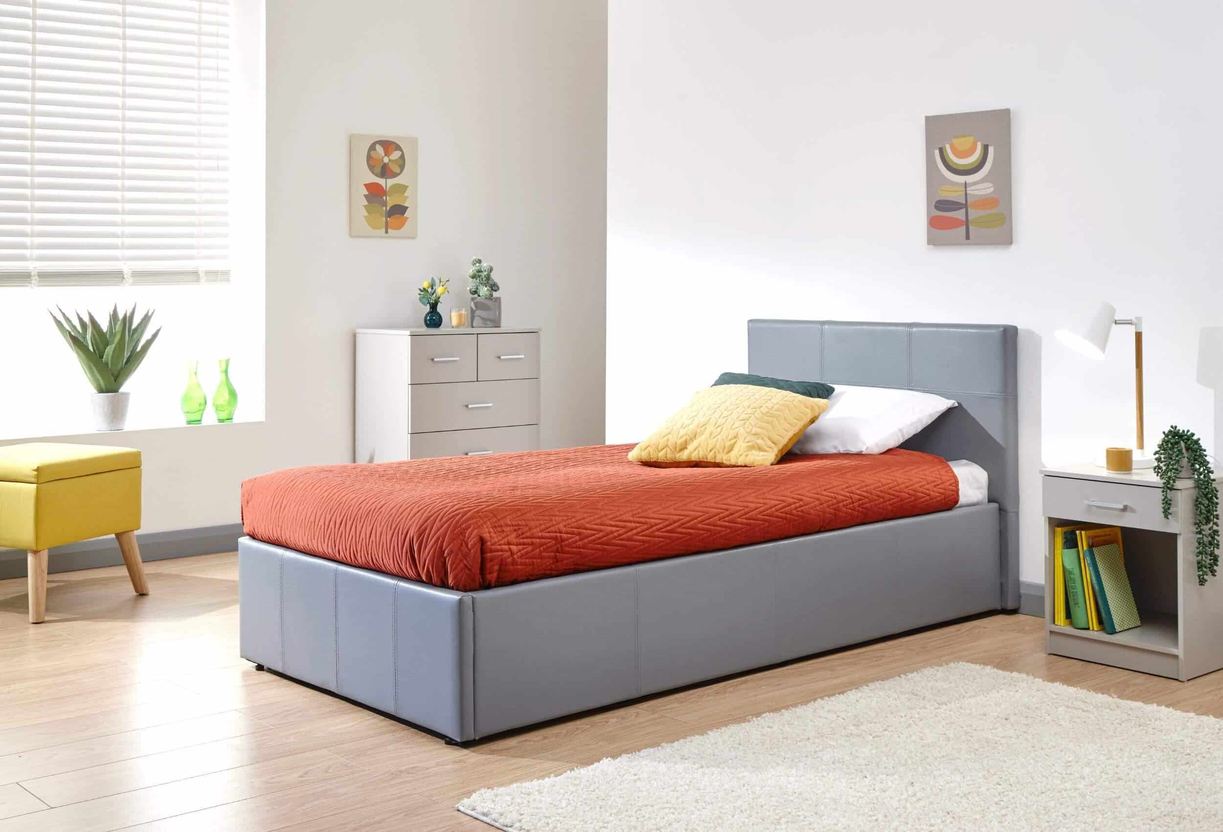 GFW Classic Leather Upholstered Ottoman Storage Bed