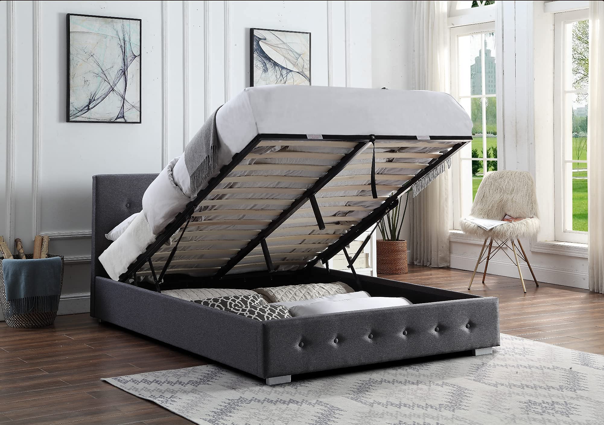 Home Treats Ottoman Storage Bed Grey